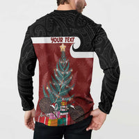Personalised New Zealand Maori Christmas Button Sweatshirt Xmas Fern Mix Kowhawhai