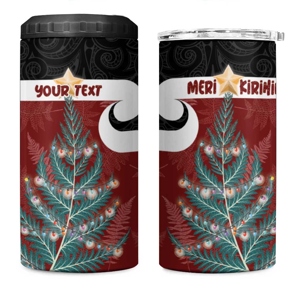 Personalised New Zealand Maori Christmas 4 in 1 Can Cooler Tumbler Xmas Fern Mix Kowhawhai LT7 One Size: 16 oz Black - Polynesian Pride