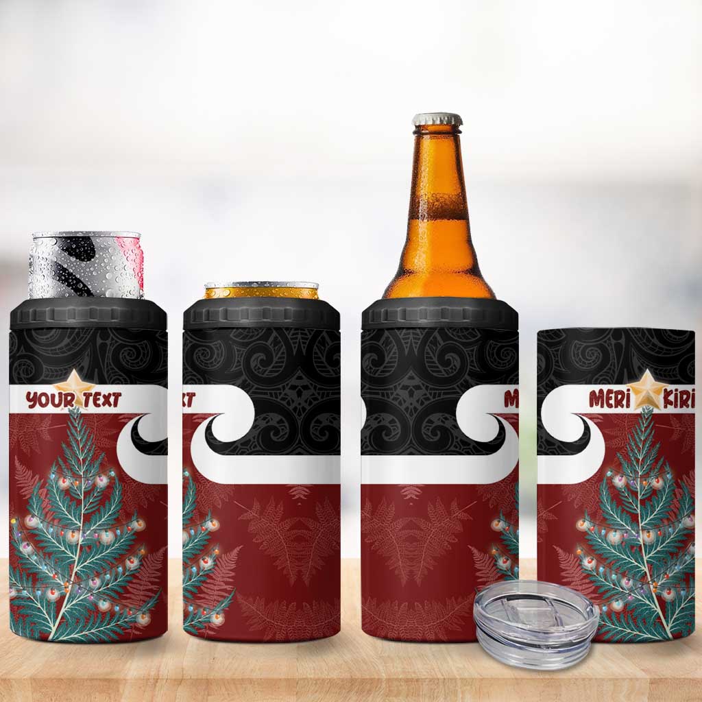 Personalised New Zealand Maori Christmas 4 in 1 Can Cooler Tumbler Xmas Fern Mix Kowhawhai LT7 - Polynesian Pride