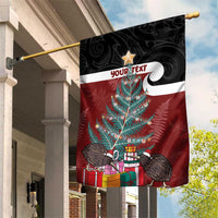 Personalised New Zealand Maori Christmas Garden Flag Xmas Fern Mix Kowhawhai LT7 House Flag Black - Polynesian Pride