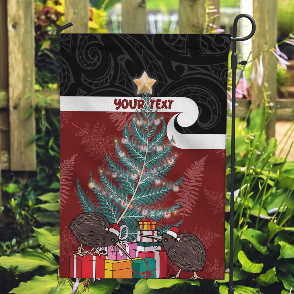 Personalised New Zealand Maori Christmas Garden Flag Xmas Fern Mix Kowhawhai LT7 Garden Flag Black - Polynesian Pride