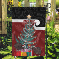 Personalised New Zealand Maori Christmas Garden Flag Xmas Fern Mix Kowhawhai LT7 Garden Flag Black - Polynesian Pride