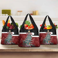 Personalised New Zealand Maori Christmas Grocery Bag Xmas Fern Mix Kowhawhai LT7 3-pack One Size Black - Polynesian Pride