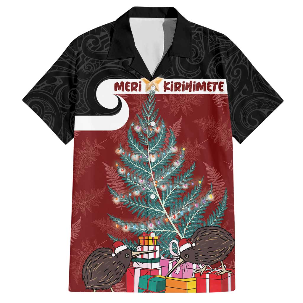 Personalised New Zealand Maori Christmas Hawaiian Shirt Xmas Fern Mix Kowhawhai LT7 Black - Polynesian Pride