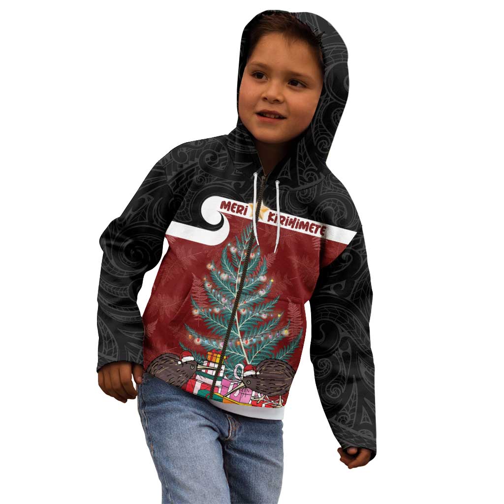 Personalised New Zealand Maori Christmas Kid Hoodie Xmas Fern Mix Kowhawhai LT7 - Polynesian Pride