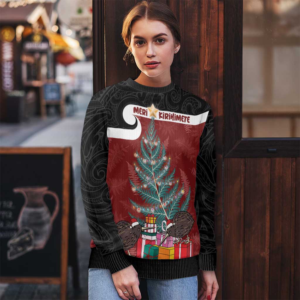 Personalised New Zealand Maori Christmas Ugly Christmas Sweater Xmas Fern Mix Kowhawhai LT7 - Polynesian Pride