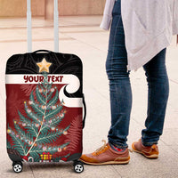 Personalised New Zealand Maori Christmas Luggage Cover Xmas Fern Mix Kowhawhai LT7 Black - Polynesian Pride