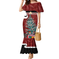 Personalised New Zealand Maori Christmas Mermaid Dress Xmas Fern Mix Kowhawhai LT7 Women Black - Polynesian Pride