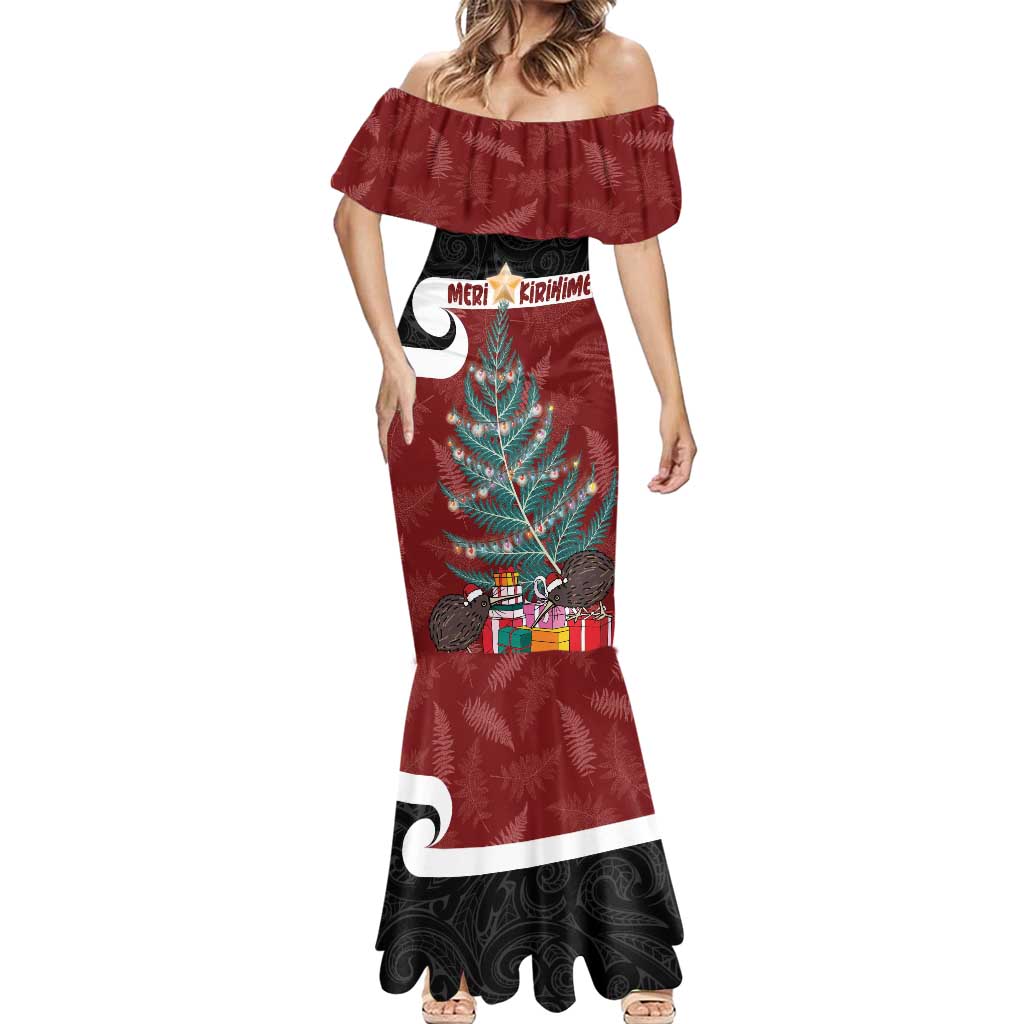 Personalised New Zealand Maori Christmas Mermaid Dress Xmas Fern Mix Kowhawhai LT7 - Polynesian Pride