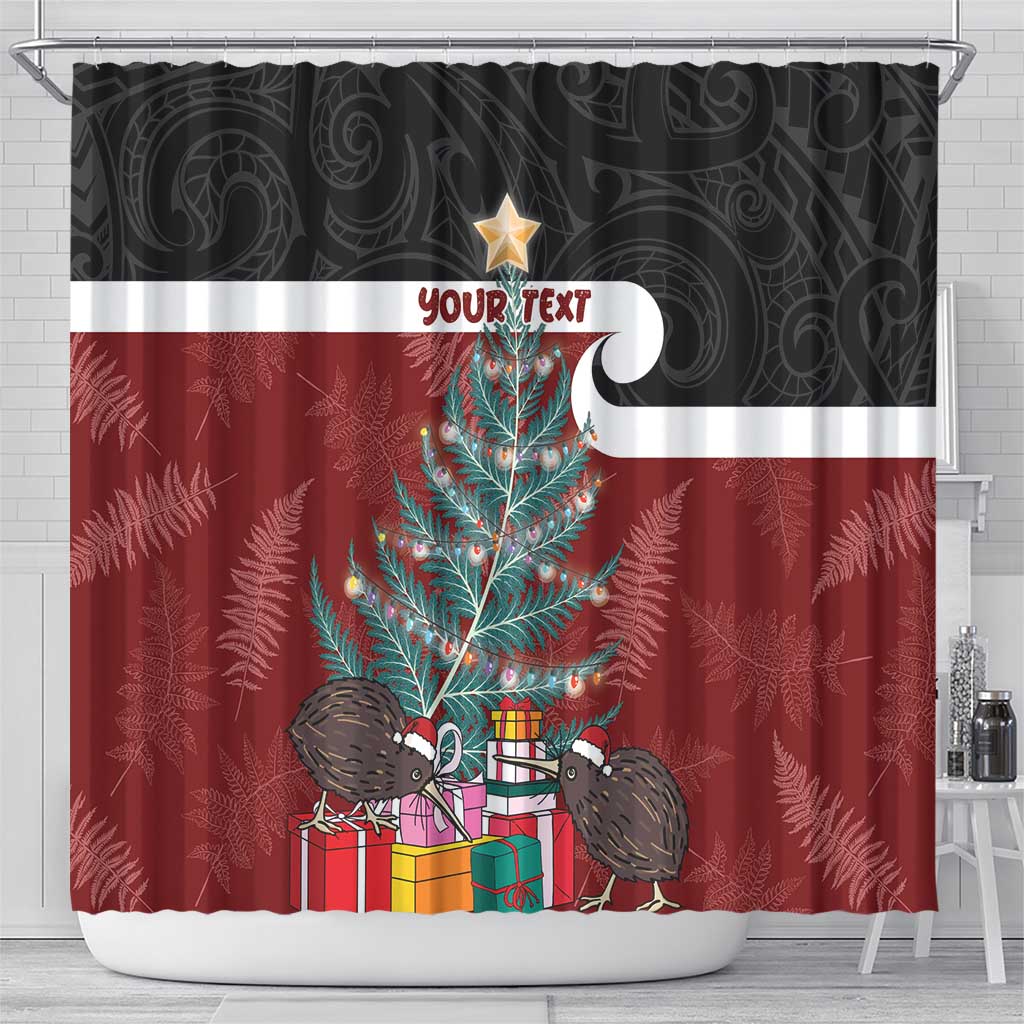 Personalised New Zealand Maori Christmas Shower Curtain Xmas Fern Mix Kowhawhai LT7 - Polynesian Pride
