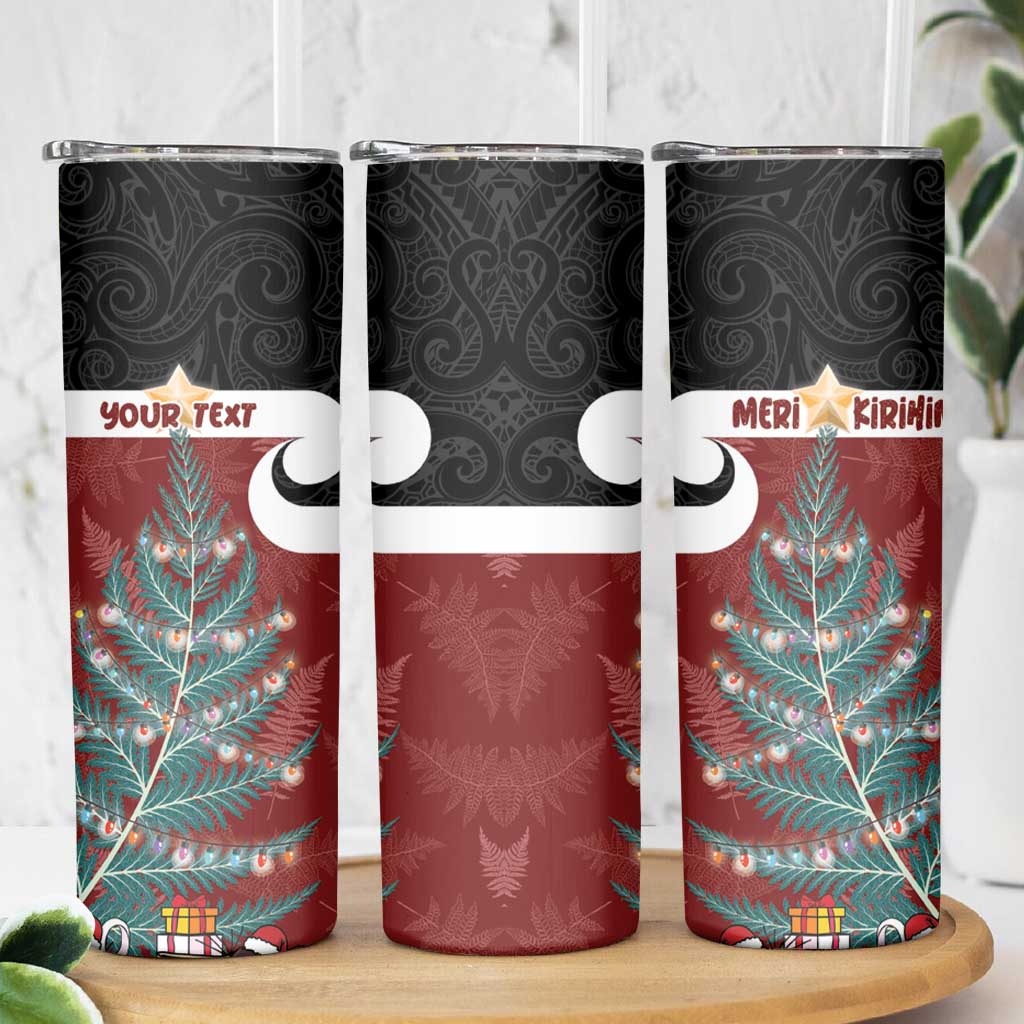 Personalised New Zealand Maori Christmas Skinny Tumbler Xmas Fern Mix Kowhawhai LT7 - Polynesian Pride