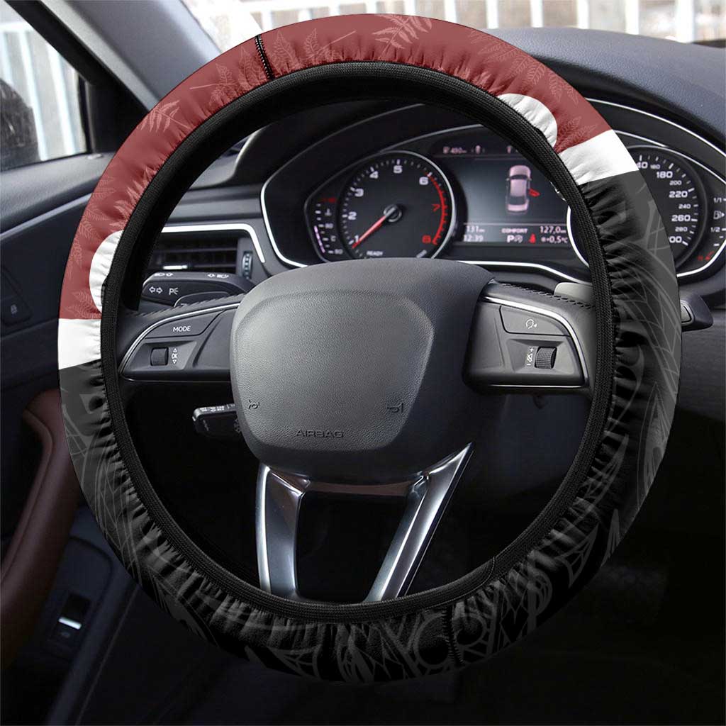 New Zealand Maori Christmas Steering Wheel Cover Xmas Fern Mix Kowhawhai LT7 - Polynesian Pride