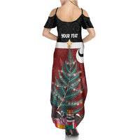 Personalised New Zealand Maori Christmas Summer Maxi Dress Xmas Fern Mix Kowhawhai LT7 - Polynesian Pride