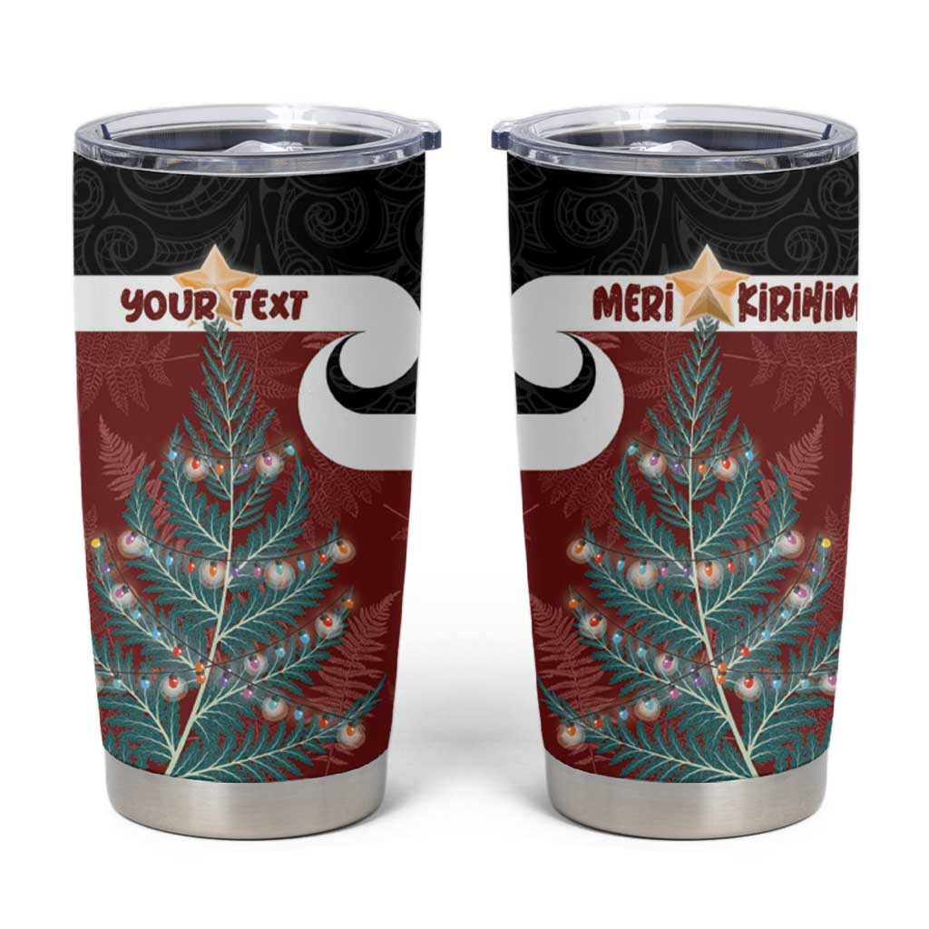 Personalised New Zealand Maori Christmas Tumbler Cup Xmas Fern Mix Kowhawhai LT7 Black - Polynesian Pride