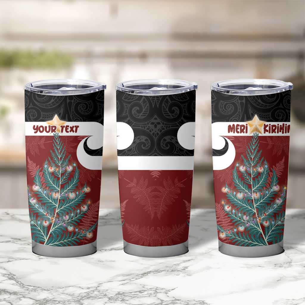 Personalised New Zealand Maori Christmas Tumbler Cup Xmas Fern Mix Kowhawhai LT7 - Polynesian Pride