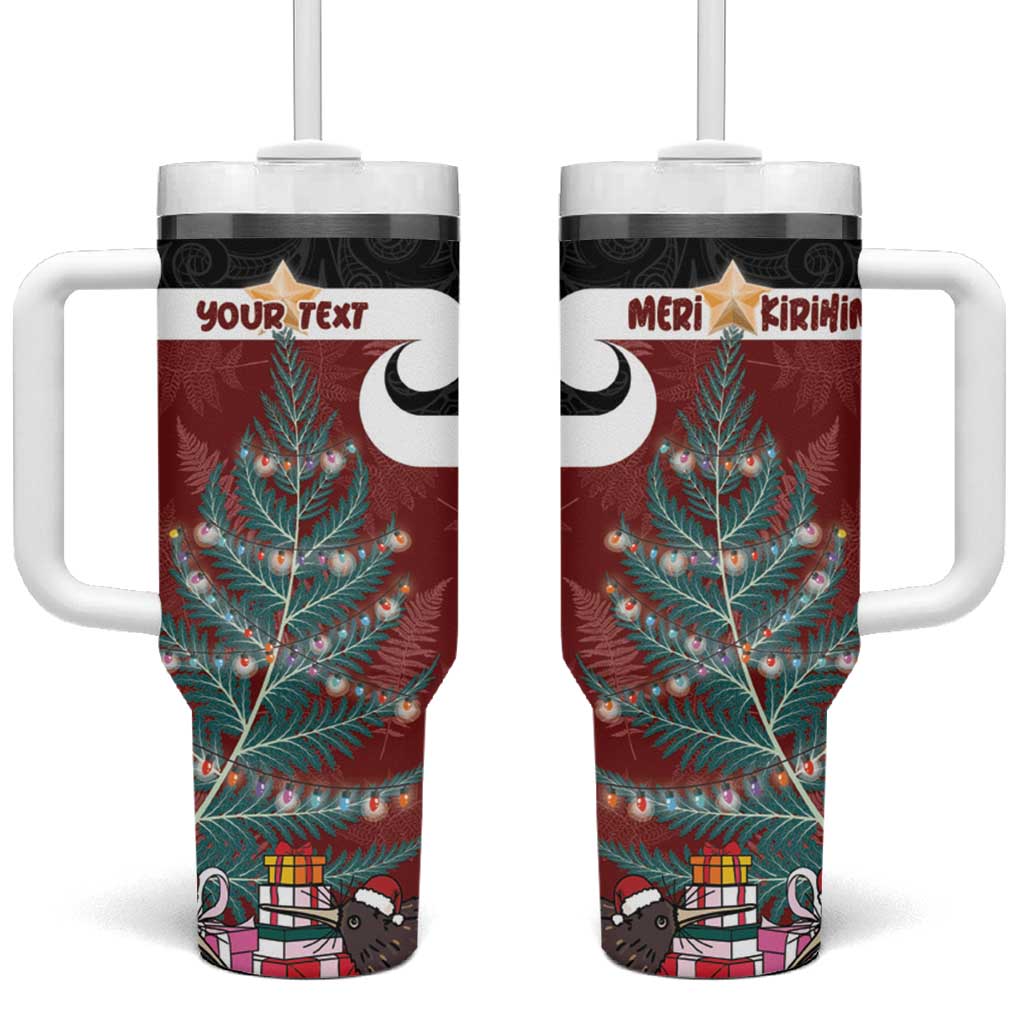 Personalised New Zealand Maori Christmas Tumbler With Handle Xmas Fern Mix Kowhawhai LT7 One Size: 40 oz Black - Polynesian Pride