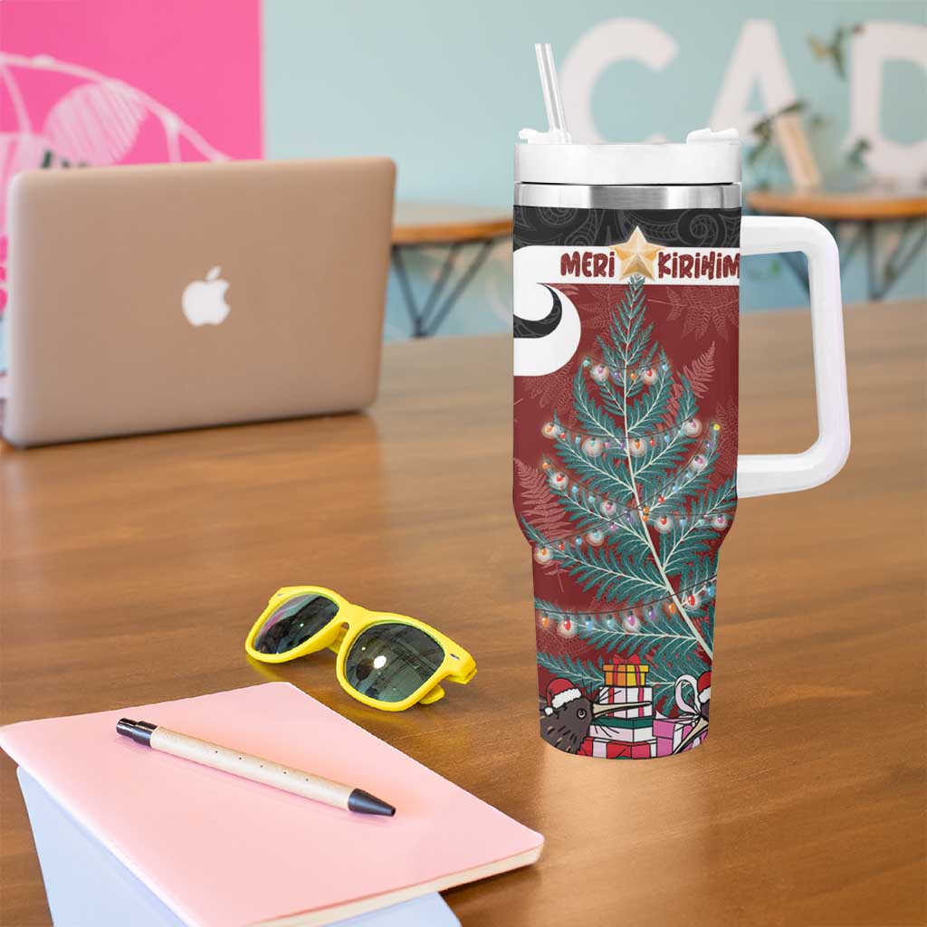 Personalised New Zealand Maori Christmas Tumbler With Handle Xmas Fern Mix Kowhawhai LT7 - Polynesian Pride