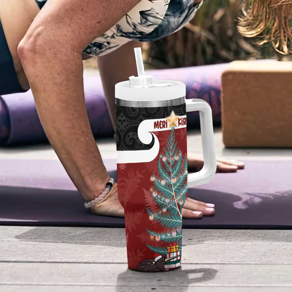 Personalised New Zealand Maori Christmas Tumbler With Handle Xmas Fern Mix Kowhawhai LT7 - Polynesian Pride