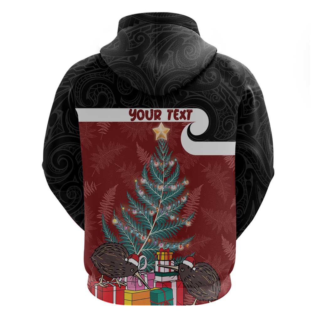Personalised New Zealand Maori Christmas Zip Hoodie Xmas Fern Mix Kowhawhai LT7 - Polynesian Pride