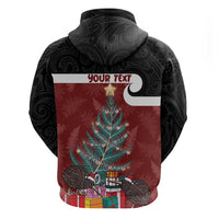 Personalised New Zealand Maori Christmas Zip Hoodie Xmas Fern Mix Kowhawhai LT7 - Polynesian Pride