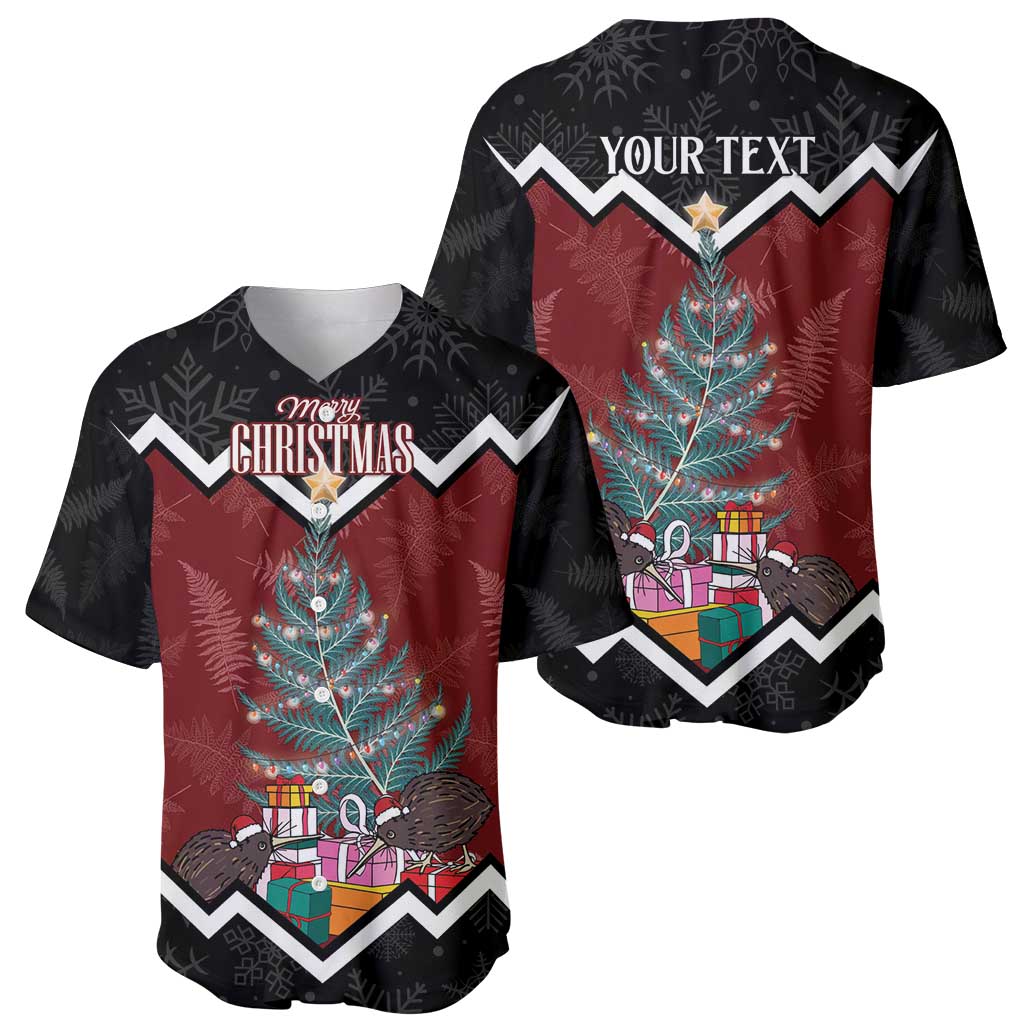 Personalised New Zealand Christmas Baseball Jersey Xmas Fern and Kiwi Birds