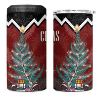 Personalised New Zealand Christmas 4 in 1 Can Cooler Tumbler Xmas Fern and Kiwi Birds LT7 One Size: 16 oz Black - Polynesian Pride