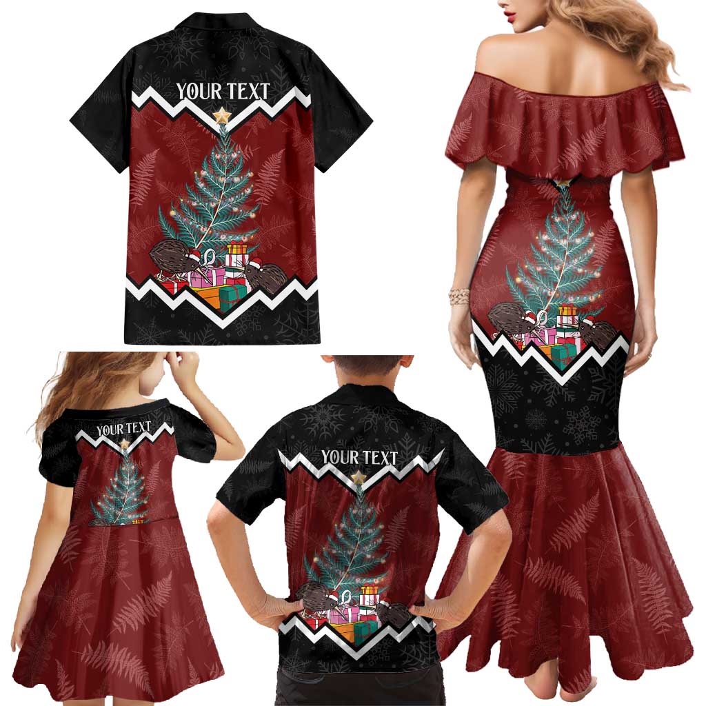 Personalised New Zealand Christmas Family Matching Mermaid Dress and Hawaiian Shirt Xmas Fern and Kiwi Birds LT7 - Polynesian Pride