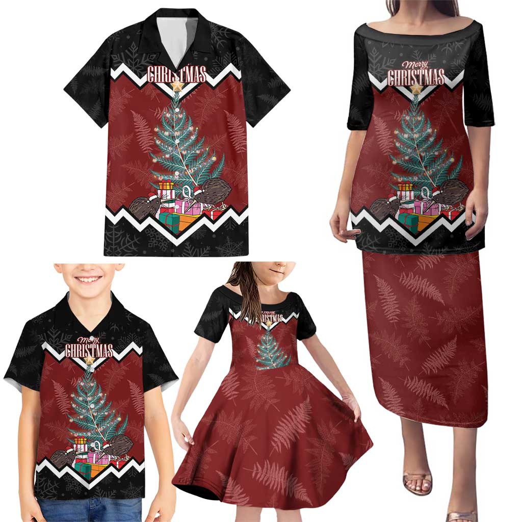 Personalised New Zealand Christmas Family Matching Puletasi and Hawaiian Shirt Xmas Fern and Kiwi Birds LT7 - Polynesian Pride