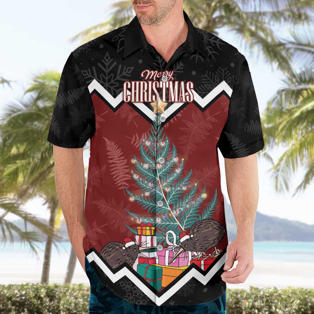 Personalised New Zealand Christmas Hawaiian Shirt Xmas Fern and Kiwi Birds LT7 - Polynesian Pride