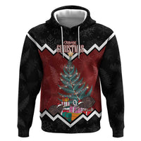Personalised New Zealand Christmas Hoodie Xmas Fern and Kiwi Birds LT7 Pullover Hoodie Black - Polynesian Pride