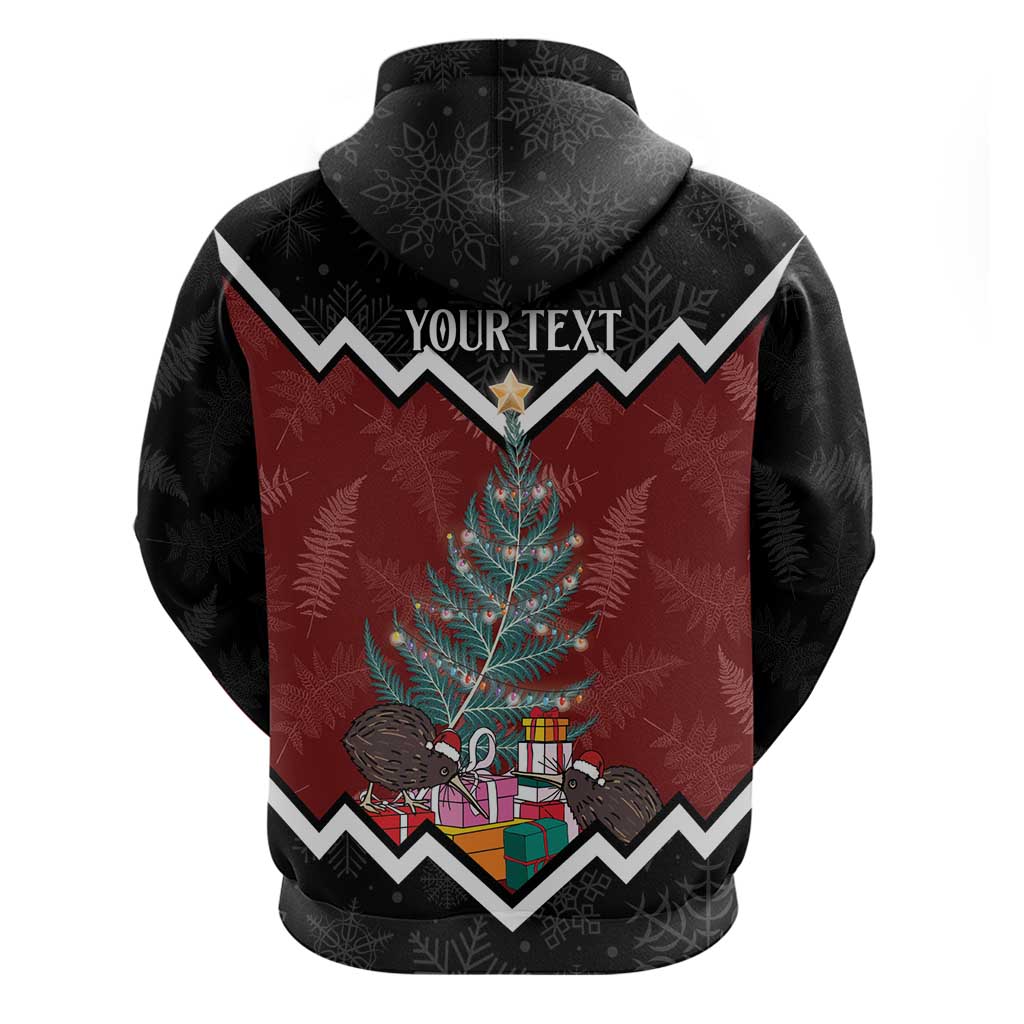 Personalised New Zealand Christmas Hoodie Xmas Fern and Kiwi Birds LT7 - Polynesian Pride