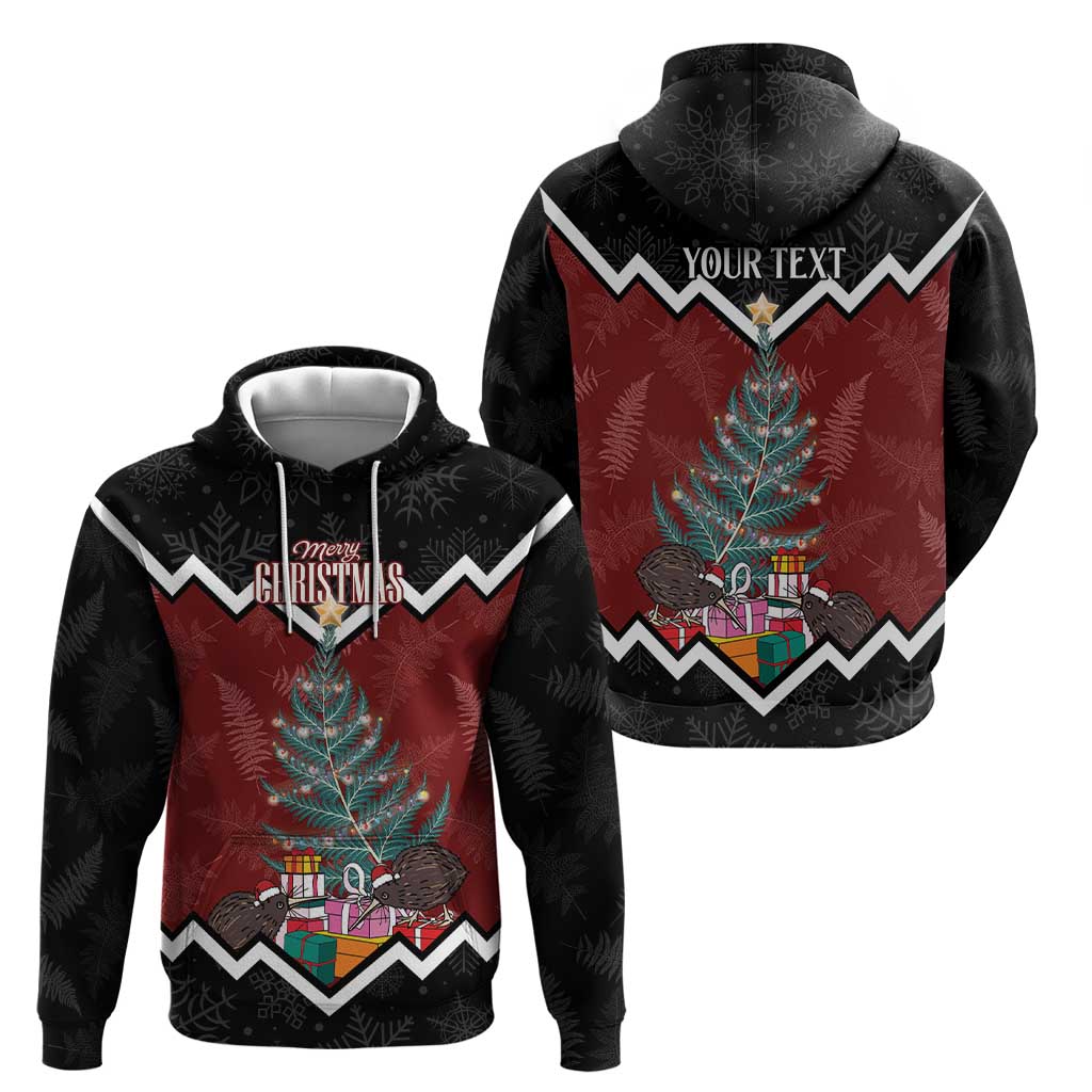 Personalised New Zealand Christmas Hoodie Xmas Fern and Kiwi Birds LT7 - Polynesian Pride