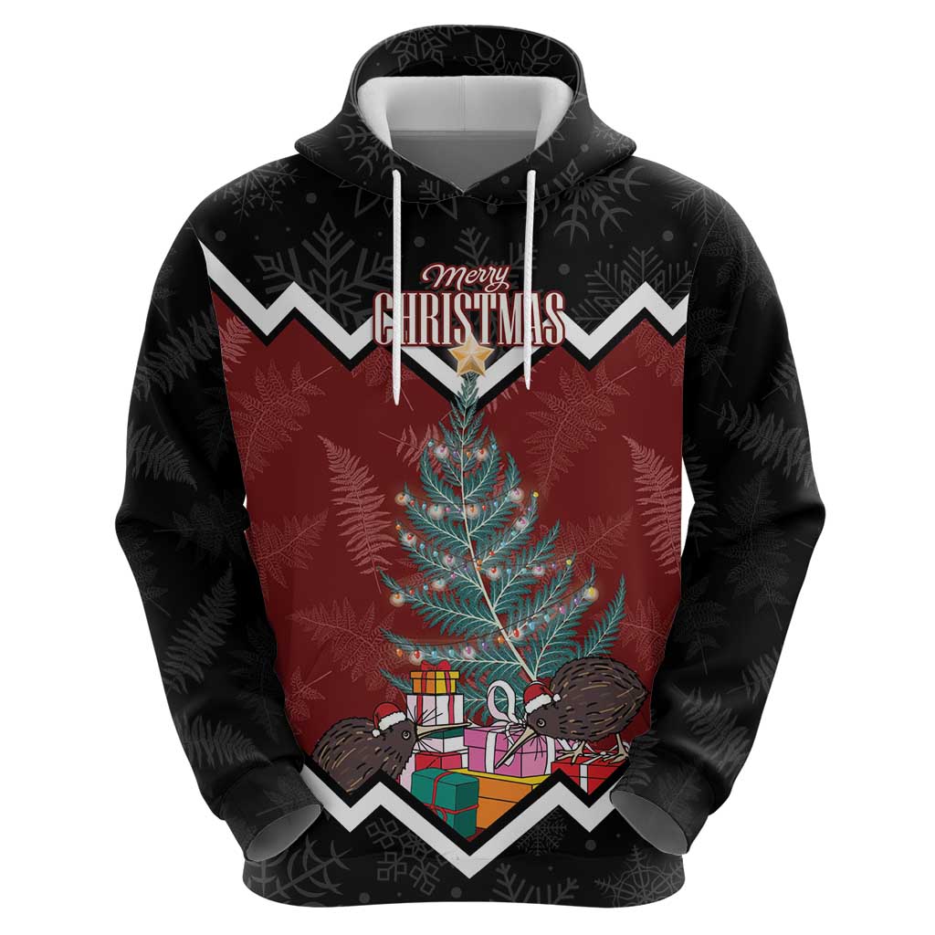 Personalised New Zealand Christmas Hoodie Xmas Fern and Kiwi Birds LT7 - Polynesian Pride