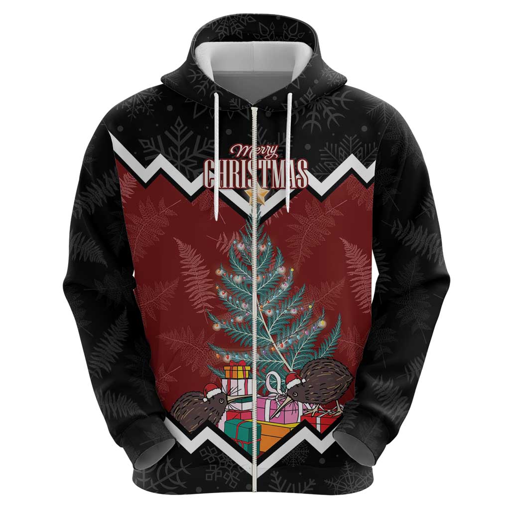 Personalised New Zealand Christmas Hoodie Xmas Fern and Kiwi Birds LT7 - Polynesian Pride