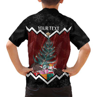 Personalised New Zealand Christmas Kid Hawaiian Shirt Xmas Fern and Kiwi Birds LT7 - Polynesian Pride