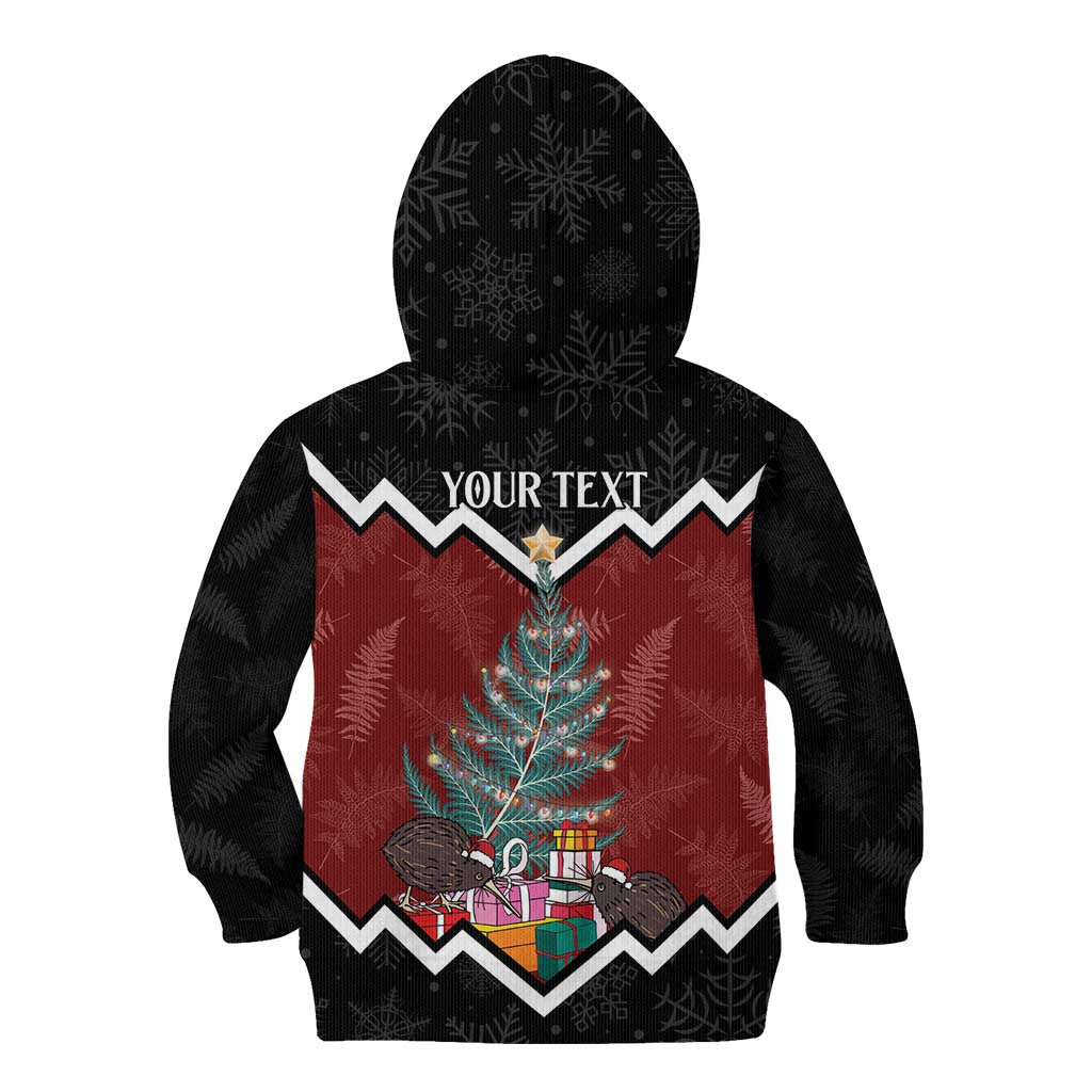 Personalised New Zealand Christmas Kid Hoodie Xmas Fern and Kiwi Birds LT7 - Polynesian Pride