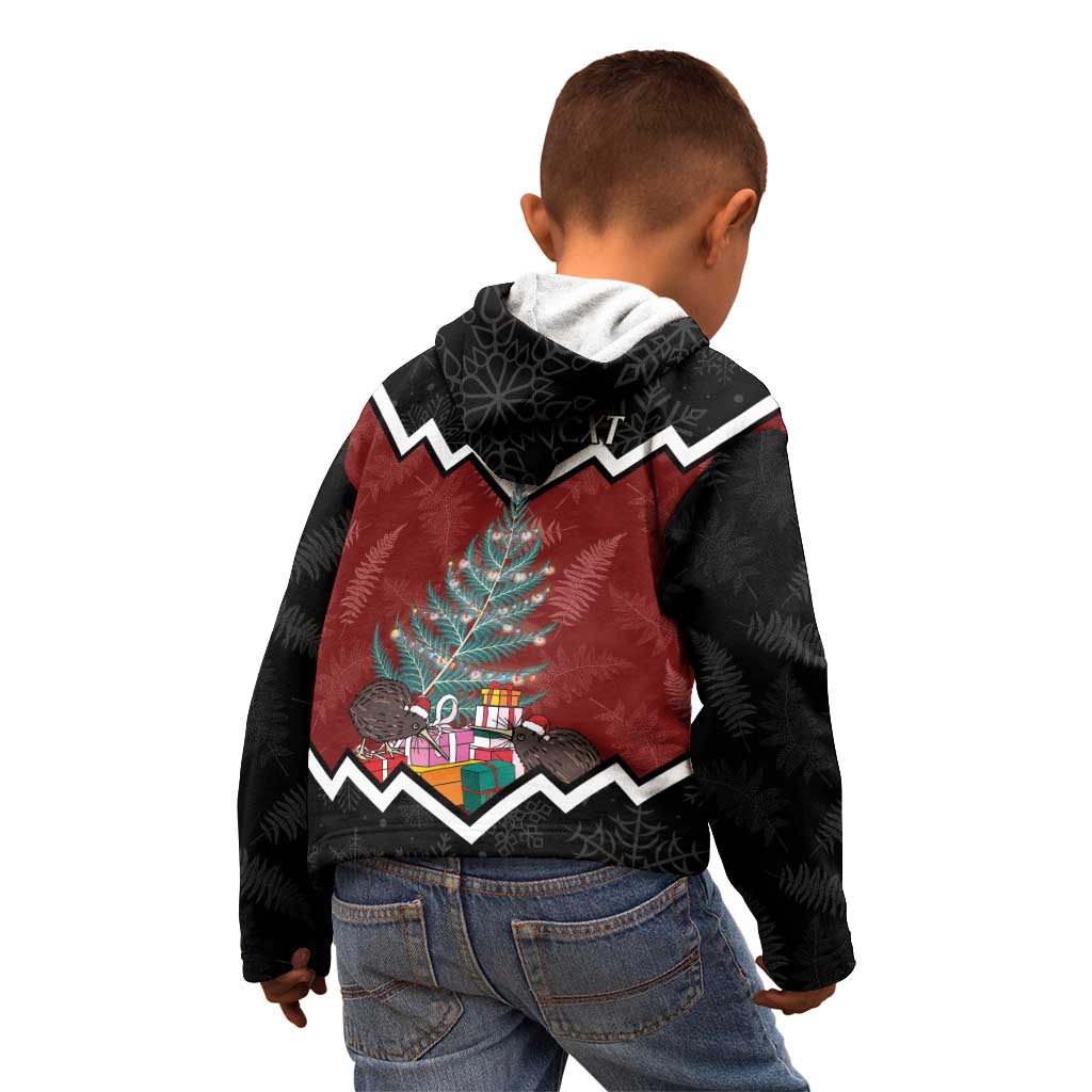 Personalised New Zealand Christmas Kid Hoodie Xmas Fern and Kiwi Birds LT7 - Polynesian Pride