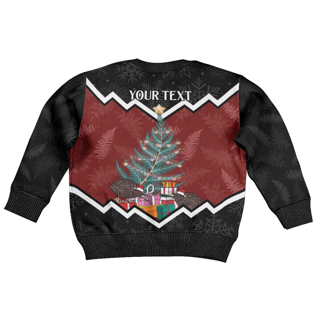 Personalised New Zealand Christmas Kid Ugly Christmas Sweater Xmas Fern and Kiwi Birds LT7 - Polynesian Pride
