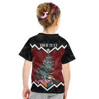 Personalised New Zealand Christmas Kid T Shirt Xmas Fern and Kiwi Birds LT7 - Polynesian Pride