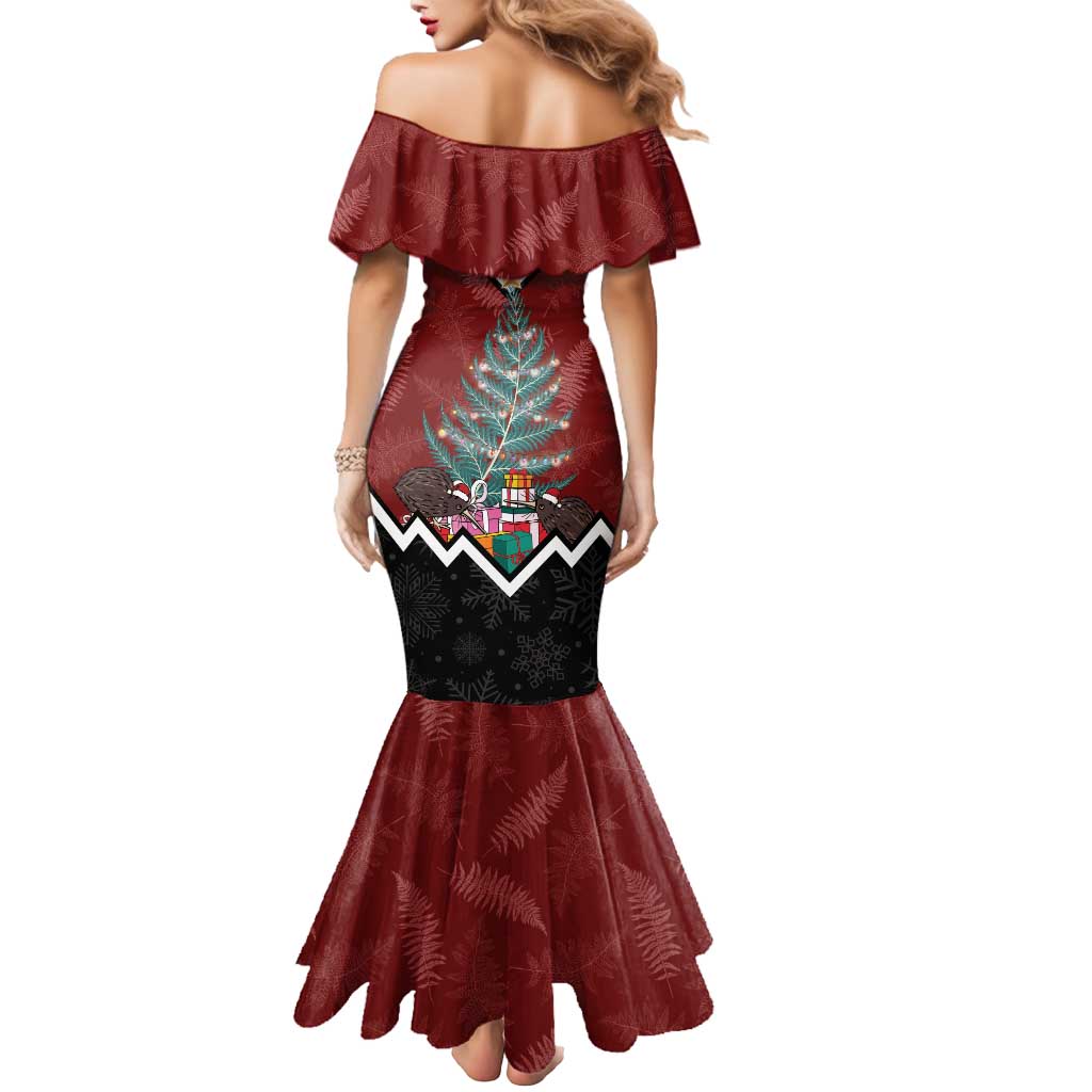 Personalised New Zealand Christmas Mermaid Dress Xmas Fern and Kiwi Birds LT7 - Polynesian Pride