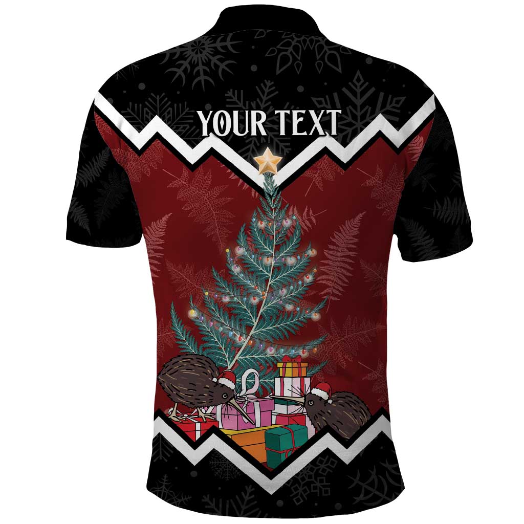 Personalised New Zealand Christmas Polo Shirt Xmas Fern and Kiwi Birds LT7 - Polynesian Pride