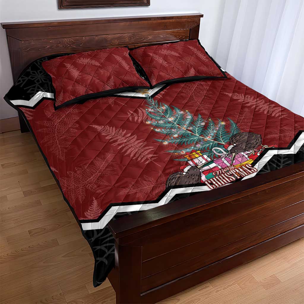 Personalised New Zealand Christmas Quilt Bed Set Xmas Fern and Kiwi Birds