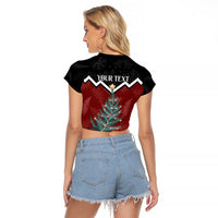 Personalised New Zealand Christmas Raglan Cropped T Shirt Xmas Fern and Kiwi Birds LT7 - Polynesian Pride