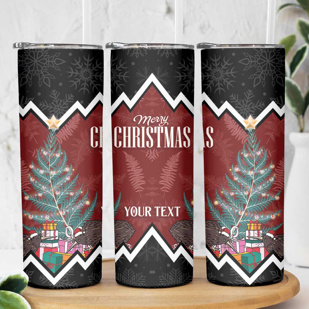 Personalised New Zealand Christmas Skinny Tumbler Xmas Fern and Kiwi Birds LT7 - Polynesian Pride