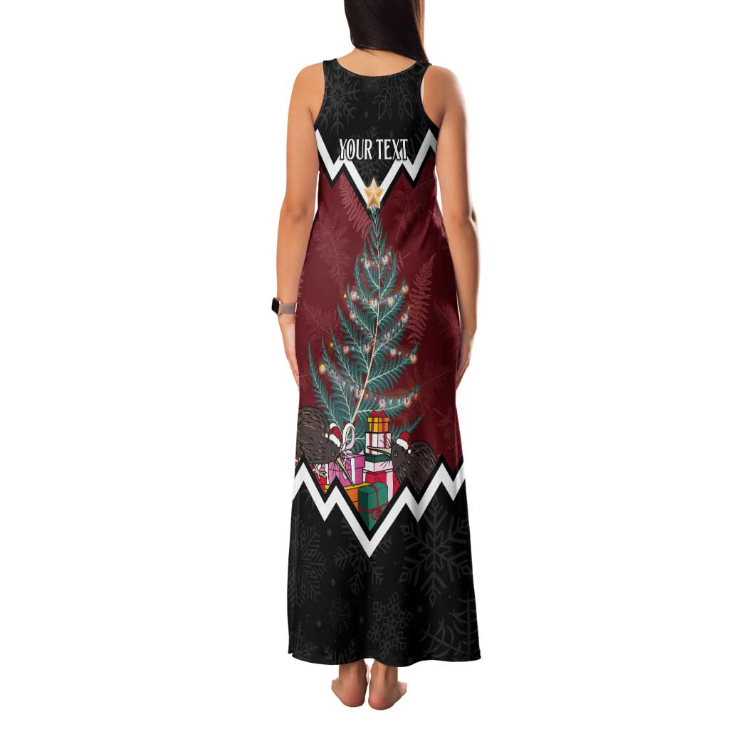 Personalised New Zealand Christmas Tank Maxi Dress Xmas Fern and Kiwi Birds LT7 - Polynesian Pride