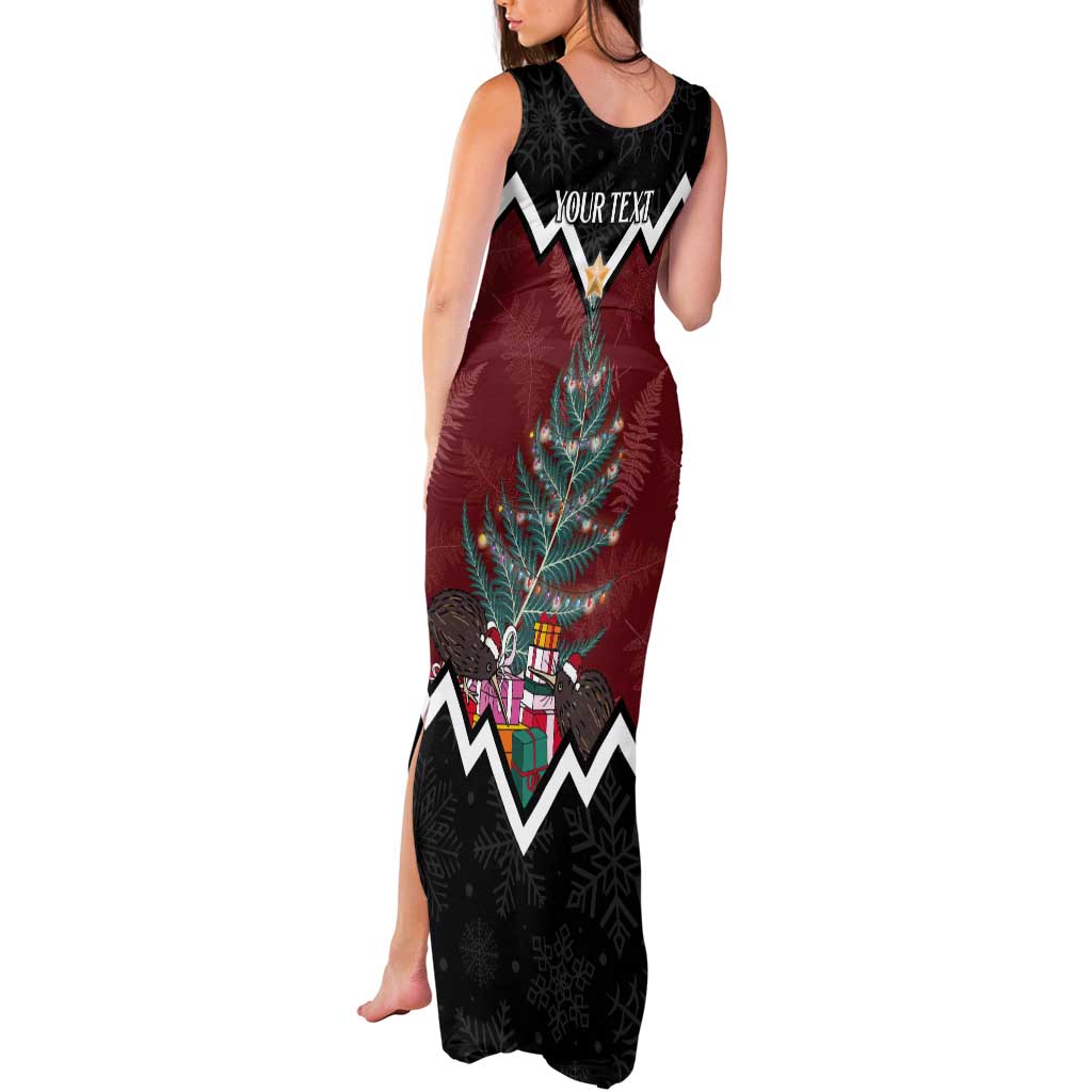 Personalised New Zealand Christmas Tank Maxi Dress Xmas Fern and Kiwi Birds LT7 - Polynesian Pride