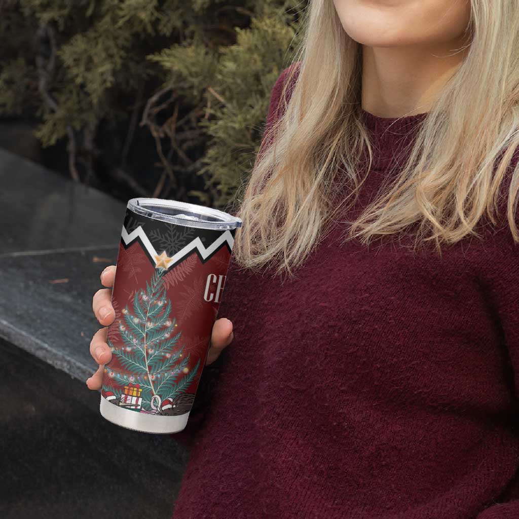 Personalised New Zealand Christmas Tumbler Cup Xmas Fern and Kiwi Birds LT7 - Polynesian Pride
