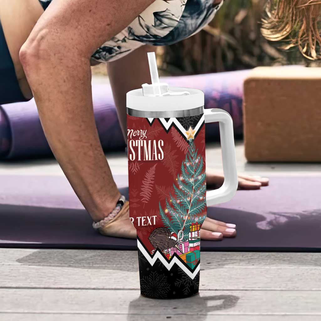 Personalised New Zealand Christmas Tumbler With Handle Xmas Fern and Kiwi Birds