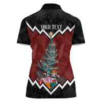 Personalised New Zealand Christmas Women Polo Shirt Xmas Fern and Kiwi Birds LT7 - Polynesian Pride