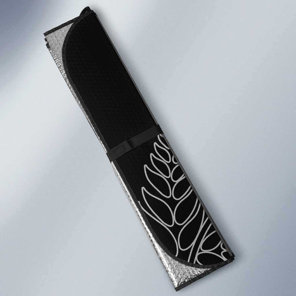 Aotearoa Personalized Lawn Bowls Maori Auto Sun Shade New Zealand Black Tribal Silver Fern - Polynesian Pride